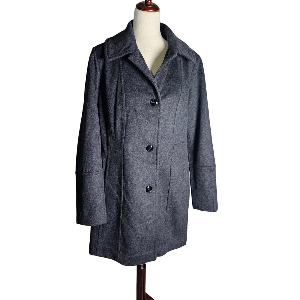 London Fog Thick Wool Blend Jacket Long Length Size Large PTP 22.5 Length 35